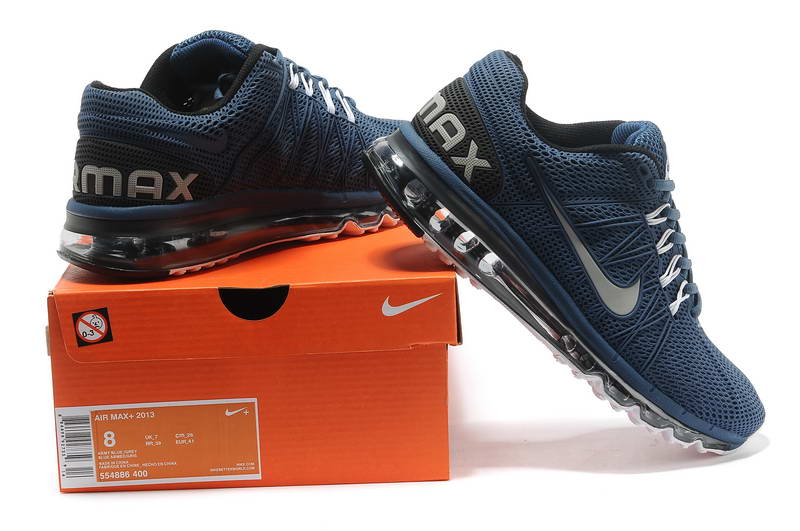 Nike Air Max 2013 Homme KPU Chaussures Bleu fonce Blanc (3)